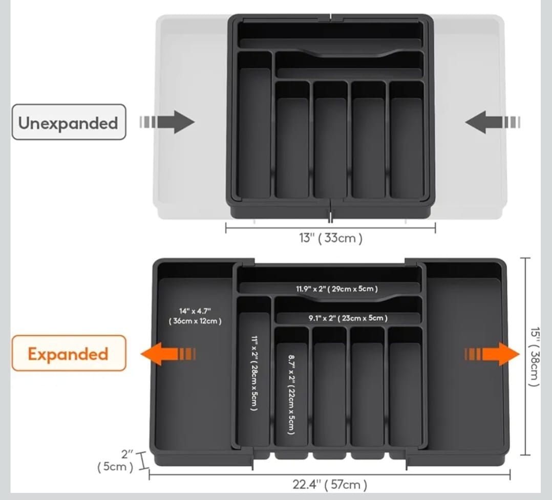 منظم ادوات مائده قابل للتوسيع